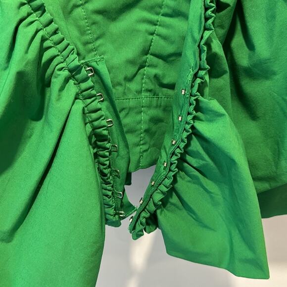🍁 NWOT Zara Blogger Favorite Butterfly Style Top Blouse Eye Hook Closure Green - Picture 6 of 14